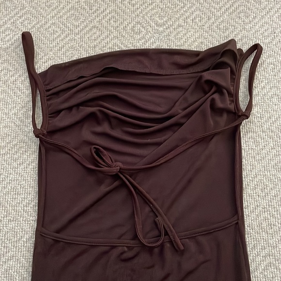 Coffee Brown Low Back Knit Dress XS - Picture 6 of 6